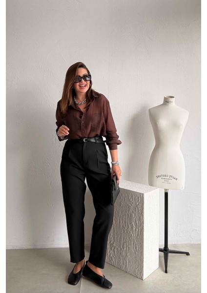 Siyah Kemerli Havuç Pantolon modelleri