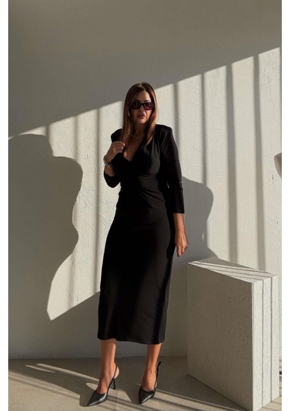 Siyah Midi Boy Elbise modelleri