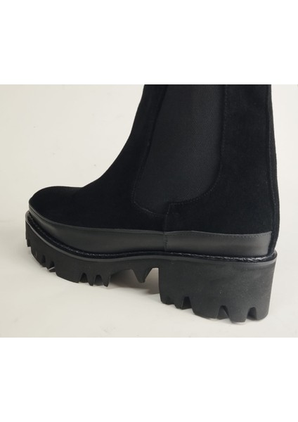 Kadın Hakiki Deri Lastikli Eva Taban Siyah Süet Bot fırsatları