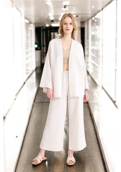 Yazlık Salaş Kimono Keten Takım