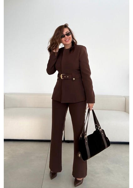 Kahverengi Kemerli Takım Elbise modelleri