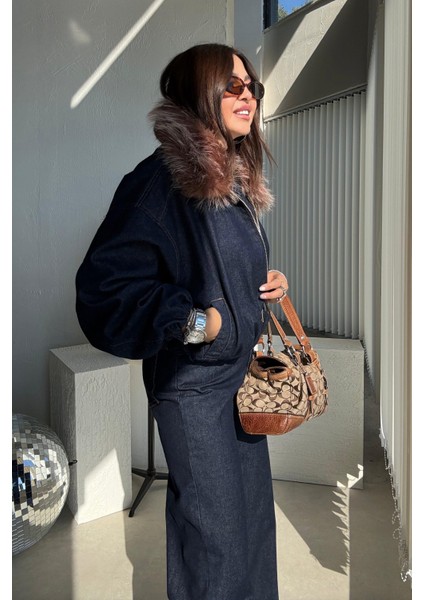 Lacivert Kürk Yakalı Ceket Pantolon Takım indirimleri