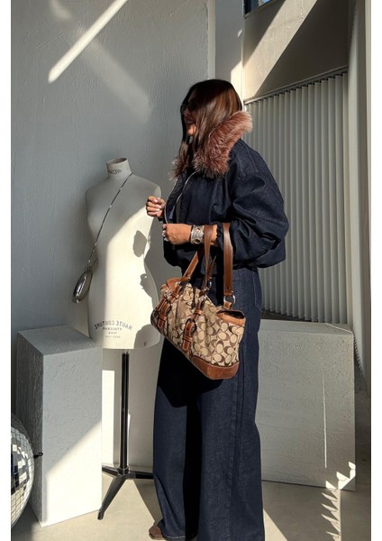 Lacivert Kürk Yakalı Ceket Pantolon Takım