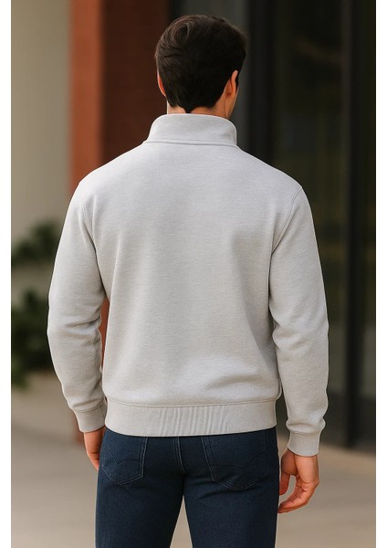 Erkek Trend Premium Gri Fermuarlı Sweatshirt indirimleri