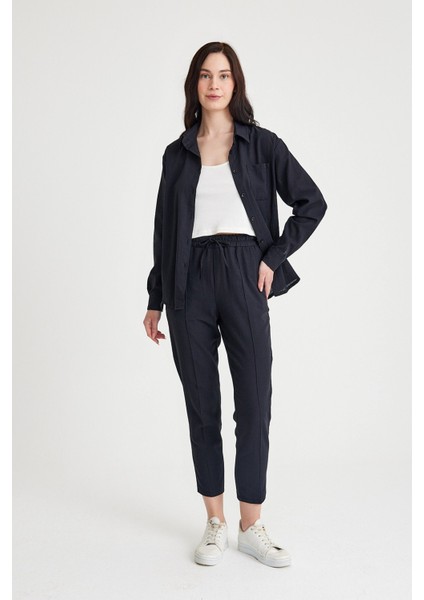 Keten Günlük Ikili Takım Elbise Pantolon Gömlek