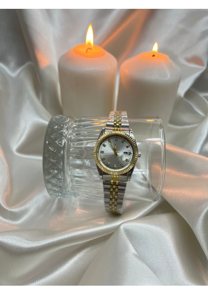 Kadın Çelik Gümüş Gri-Gold Kol Saati fiyatları