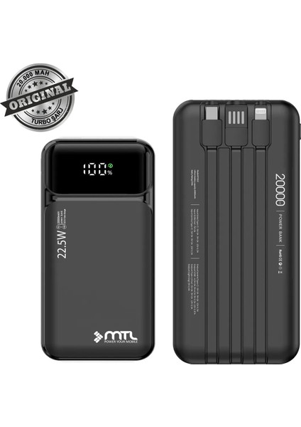20000 Mah 22.5W Süper Hızlı Şarj Power Bank - Dijital Ekranlı fiyatları