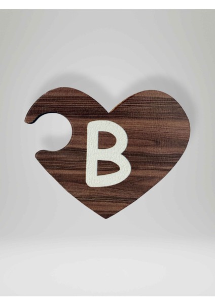 B Harfi (Sağ Parça) – Ahşap Puzzle Kalp Harf Magnet – Buzdolabı Süsü – Ikili Uyumlu (KOD:994)