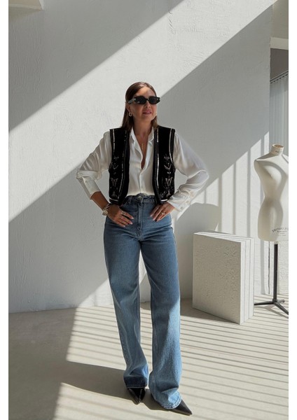 Ekstra Yüksek Bel Mavi Jean