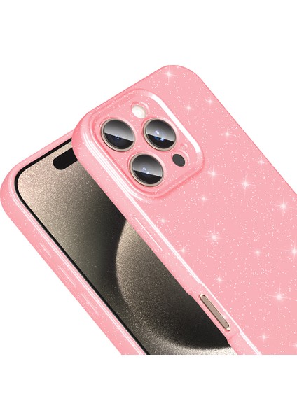 iPhone 16 Pro Max Kılıf Kamera Korumalı Simli Lüks Inc Koton Kapak - Açık Pembe fırsatları