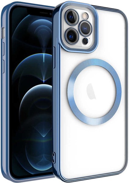 iPhone 11 Pro Max Kılıf Magsafe Wireless Şarj Özellikli Inc Setro Silikon-Mavi