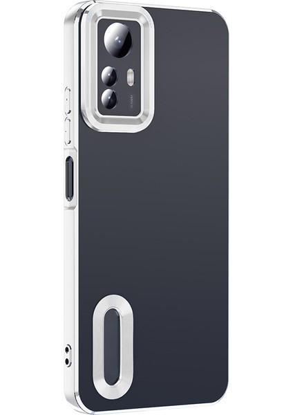 Redmi Note 12S Kılıf Kamera Korumalı Logo Gösteren Inc Omega Kapak - Gümüş fırsatları