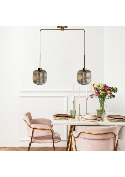 Ikili Mopa Cam Bal Rengi Metal Çubuk Avize Ince Eskitme Başlık Retro Sarkıt Lamba Salon Aydınlatma modelleri