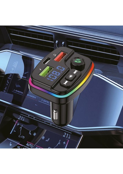 38W Pd ve Qc Destekli Type-C Çıkışlı Bluetooth Fm Modülatör, Rgb Işıklı Hızlı Araç Şarj Cihazı fırsatları
