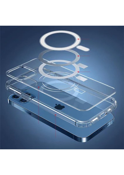 Apple iPhone 11 Pro Kılıf Magsafe Şarj Özellikli Şeffaf Sert Pc Inc Embos Kapak-Renksiz indirimleri