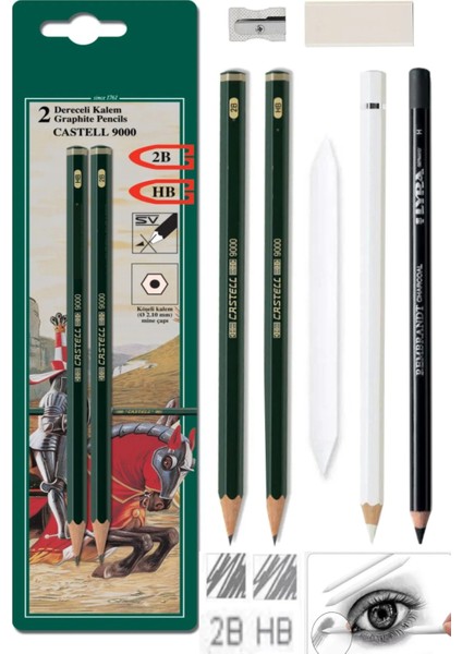 Dereceli Kurşun Kalem 2b-Hb Eskiz Çizim Seti