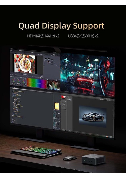 Venus UM790 Pro Ryzen9 7940HS 64GB Ddr5 Ram, 1tb Ssd, Win 11 8K@60Hz 2xusb4, Wifi6 Bt5.3, Mini Pc