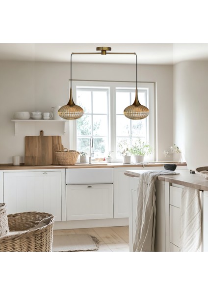 Elegant Cam Bal Rengi Ikili Metal Çubuk Avize Eskitme Külah Başlık Sarkıt Lamba Salon Aydınlatma fiyatları