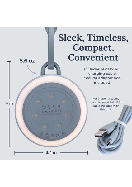 Yogasleep Hushh 2 Taşınabilir Ses Makinesi - Aydınlatmalı Düğmeler - Ay Işığı Mavisi fiyatları