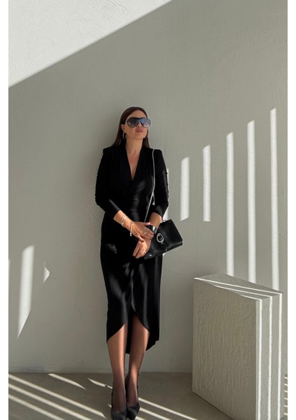 Siyah Vatkalı Uzun Elbise fiyatları