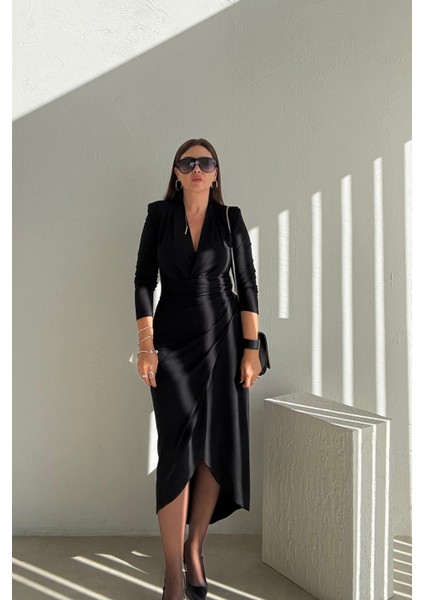 Siyah Vatkalı Uzun Elbise modelleri