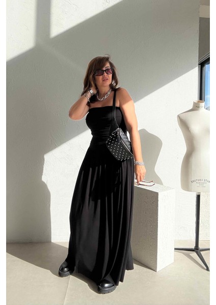 Siyah Drapeli Straplez Elbise modelleri