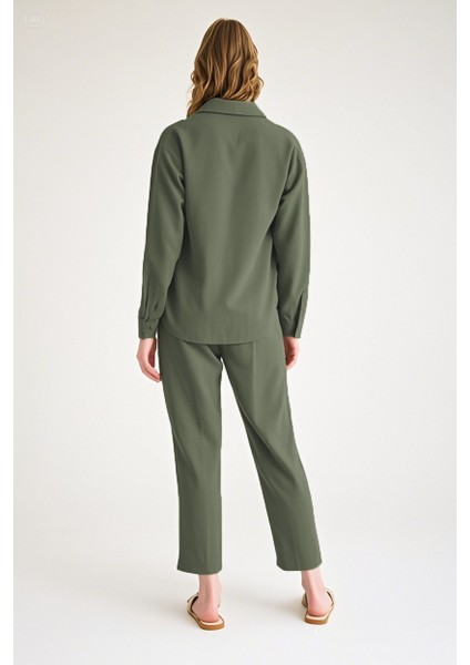 Keten Günlük Ikili Takım Haki Elbise Pantolon Gömlek fiyatları