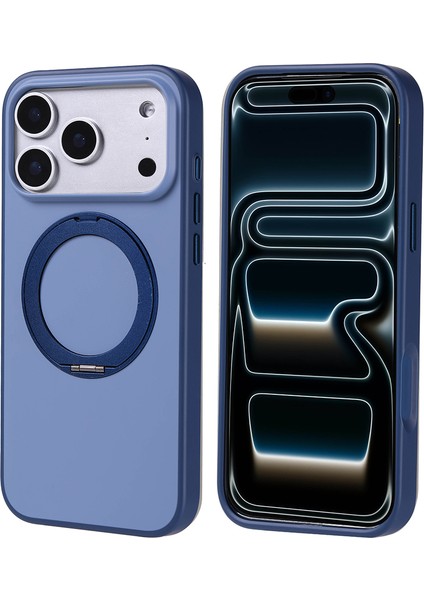 iPhone 17 Pro Max Kılıf M-Safe Şarj Özellikli Standlı Inc Proton Silikon Kapak - Lacivert