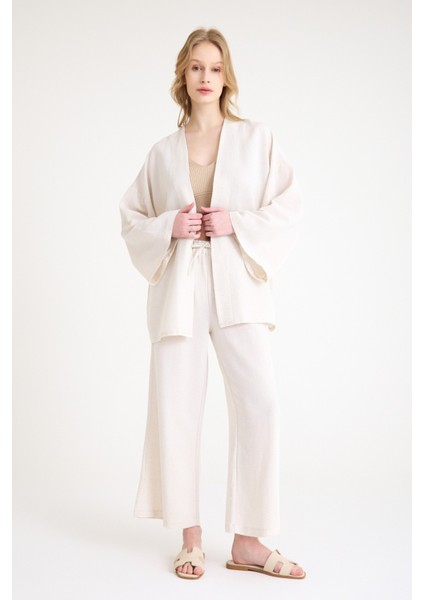 Keten Kadın Salaş Kimono Ikili Takim modelleri