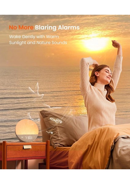 Dreamegg Sunrise 1 - Gün Doğumu Çalar Saati, Uyku Için 29 Sesli Makine - Mavi modelleri