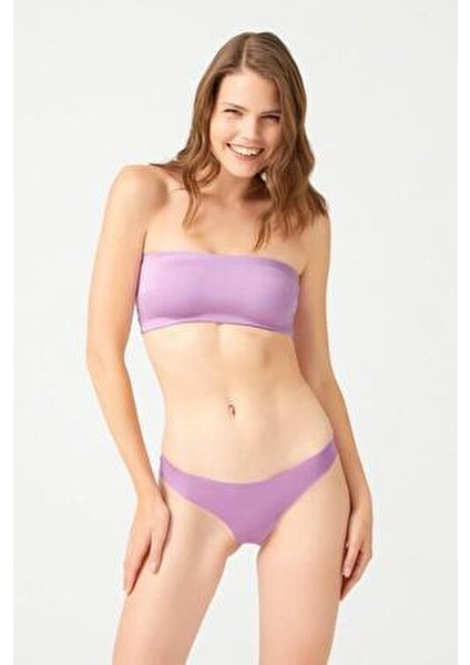 Straplez Crop Top Büstiyer Lila