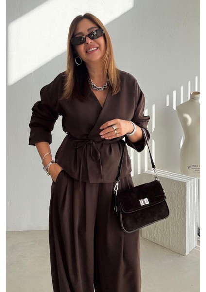 Kahverengi Şalvar Pantolonlu Takım modelleri