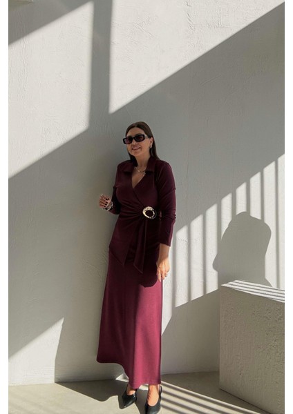 Bordo Yumoş Etek Bluz Takım fırsatları