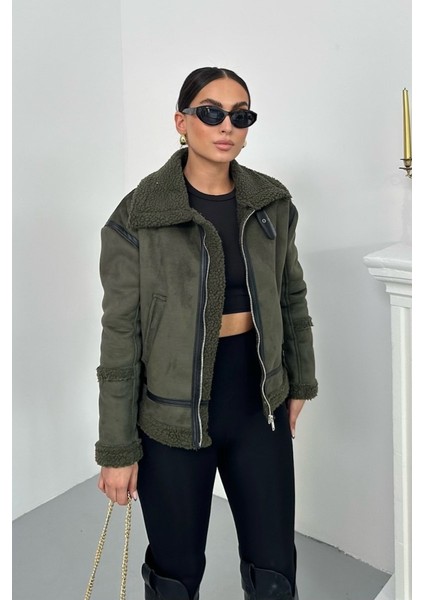 Kadın Süet Mont Içi Kürklü Fermuarlı Cepli Yaka ve Kol Detaylı Premium Regular Ceket fiyatları