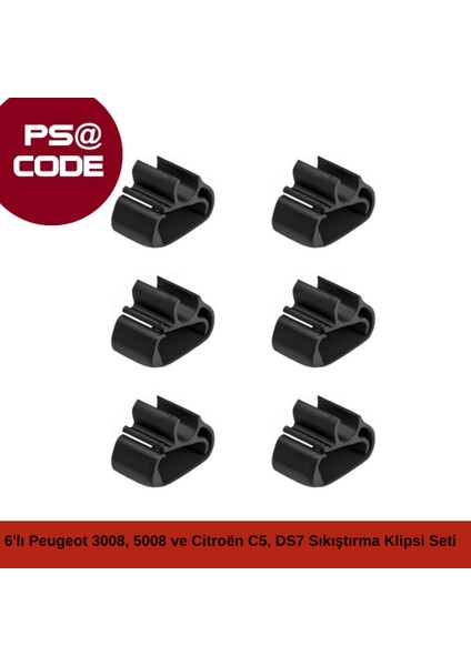 Silecek Koluna 6'lı Sıkıştırma Klipsi Seti: Peugeot 3008, 5008 ve Citroën C5 Aircross, Ds7 Uyumlu