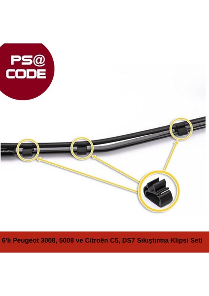 Silecek Koluna 6'lı Sıkıştırma Klipsi Seti: Peugeot 3008, 5008 ve Citroën C5 Aircross, Ds7 Uyumlu fiyatları