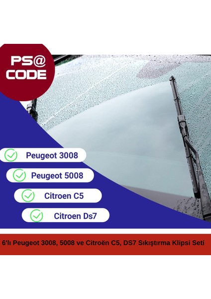 Silecek Koluna 6'lı Sıkıştırma Klipsi Seti: Peugeot 3008, 5008 ve Citroën C5 Aircross, Ds7 Uyumlu fırsatları