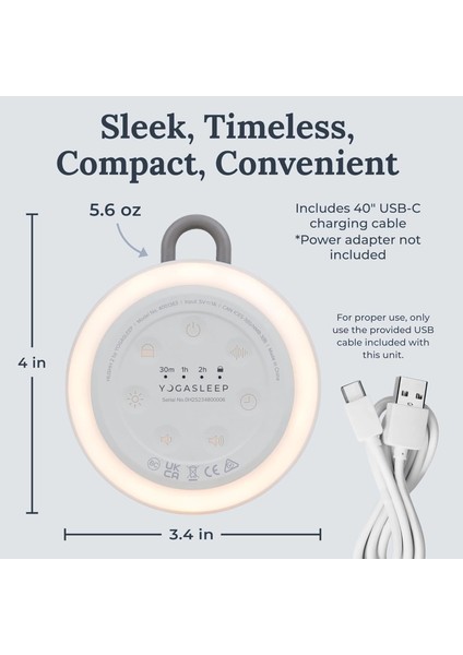 Yogasleep Hushh 2 Taşınabilir Ses Makinesi - Aydınlatmalı Düğmeler - Gri indirimleri