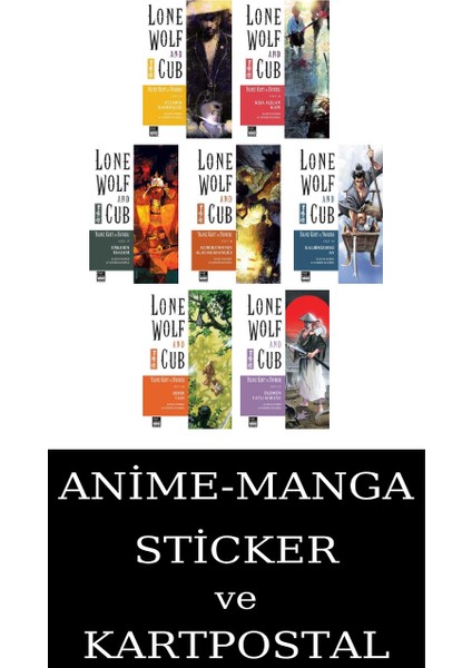 Lone Wolf And Cub 15-16-17-18-19-20-21 Manga Seti (7 Kitap) / Yalnız Kurt ve Yavrusu / Anime-Manga Sticker ve Kartpostal Hediye