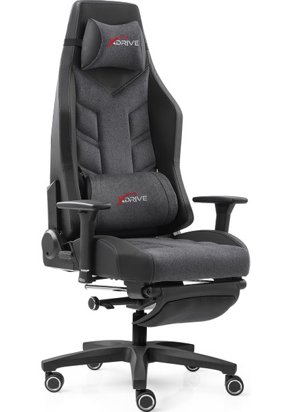 Fırtına Profesyonel Oyuncu Koltuğu Ayak Uzatmalı Kumaş Gri/siyah modelleri