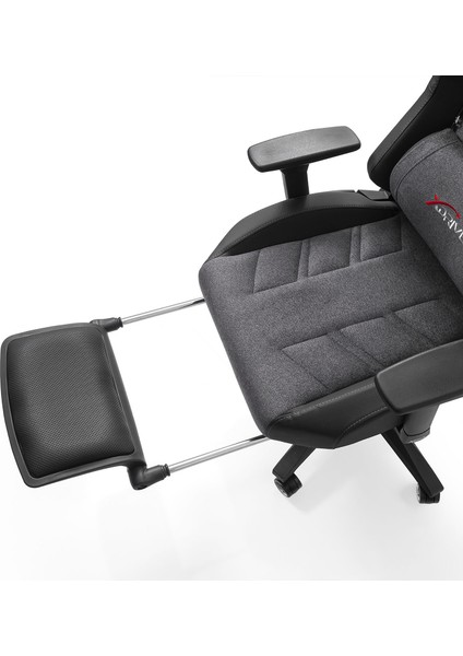 Fırtına Profesyonel Oyuncu Koltuğu Ayak Uzatmalı Kumaş Gri/siyah