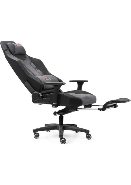 Fırtına Profesyonel Oyuncu Koltuğu Ayak Uzatmalı Kumaş Gri/siyah