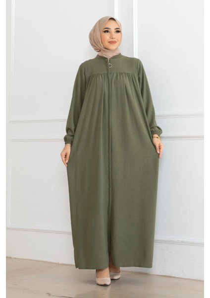 Robalı Mevlana Kesim Günlük Ferace Haki modelleri