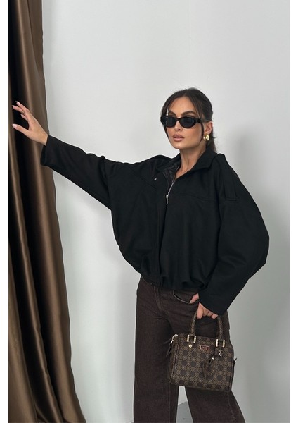 Kadın Mont Kısa Oversize Süet Fermuarlı Gömlek Yaka Düşük Omuz Ceket fiyatları