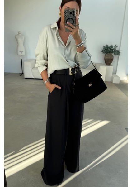 Siyah Gold Toka Kemerli Pantolon indirimleri