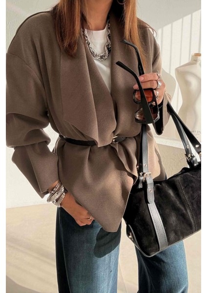 Haki Kemerli Kruvaze Ceket fiyatları