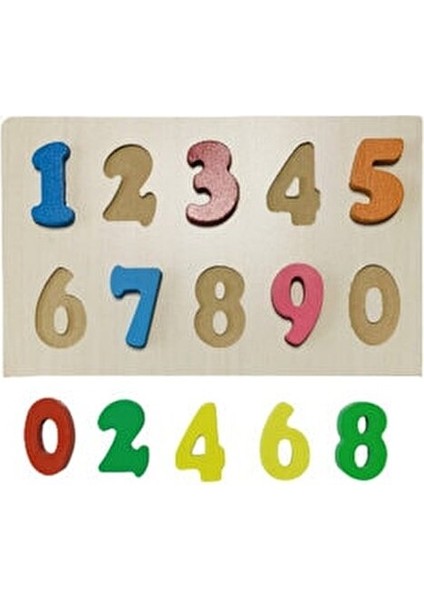 Ahşap Puzzle 3'ü 1 Arada Alfabe Geometri Sayılar Renkli Ahşap Parçalar 10 Parça