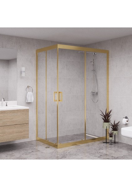 Gold Diora 6mm Şeffaf Cam Dikdörtgen Duşakabin