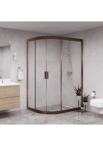 Bronze Solis 6mm Şeffaf Cam Asimetrik Oval Duşakabin