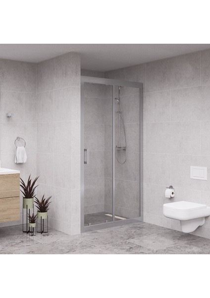 Silver Nexa 6mm Şeffaf Cam 1 Sabit 1 Sürgü Iki Duvar Arası Duşakabin